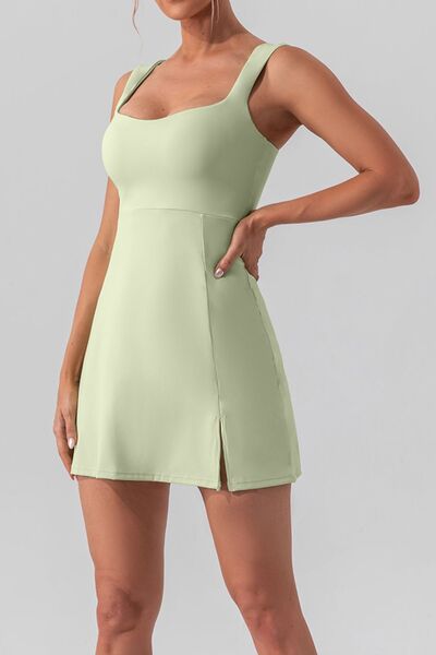 Square Neck Tank Slit Mini Active Dress - Global Village Kailua Boutique