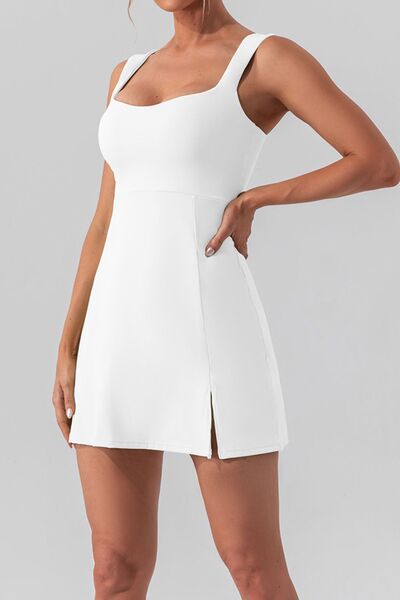 Square Neck Tank Slit Mini Active Dress - Global Village Kailua Boutique