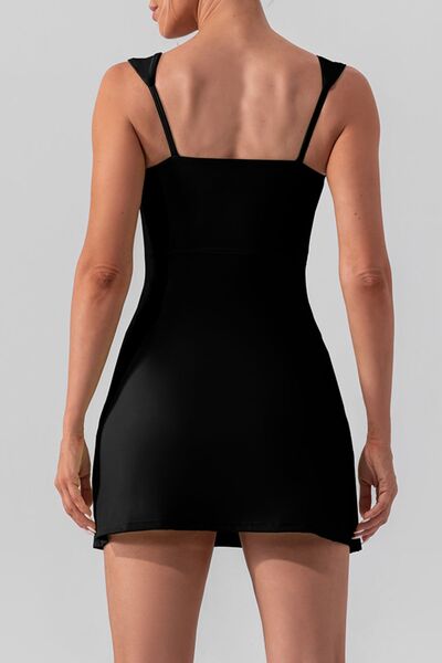 Square Neck Tank Slit Mini Active Dress - Global Village Kailua Boutique