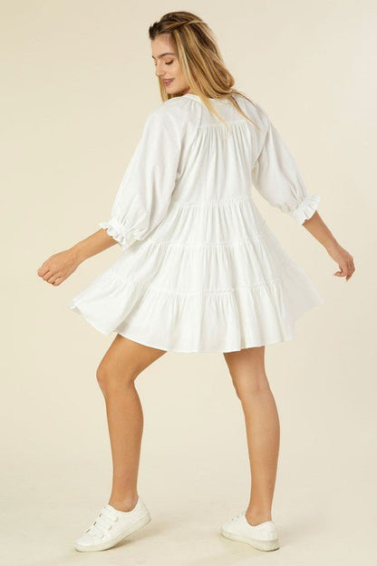 Tiered mini dress with tassel - Global Village Kailua Boutique