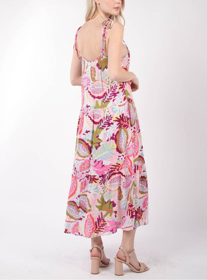 Tropical Printed Cami Midi Dress - Global Village Kailua Boutique