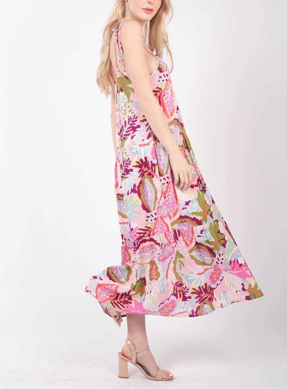 Tropical Printed Cami Midi Dress - Global Village Kailua Boutique