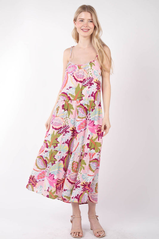 Tropical Printed Cami Midi Dress - Global Village Kailua Boutique
