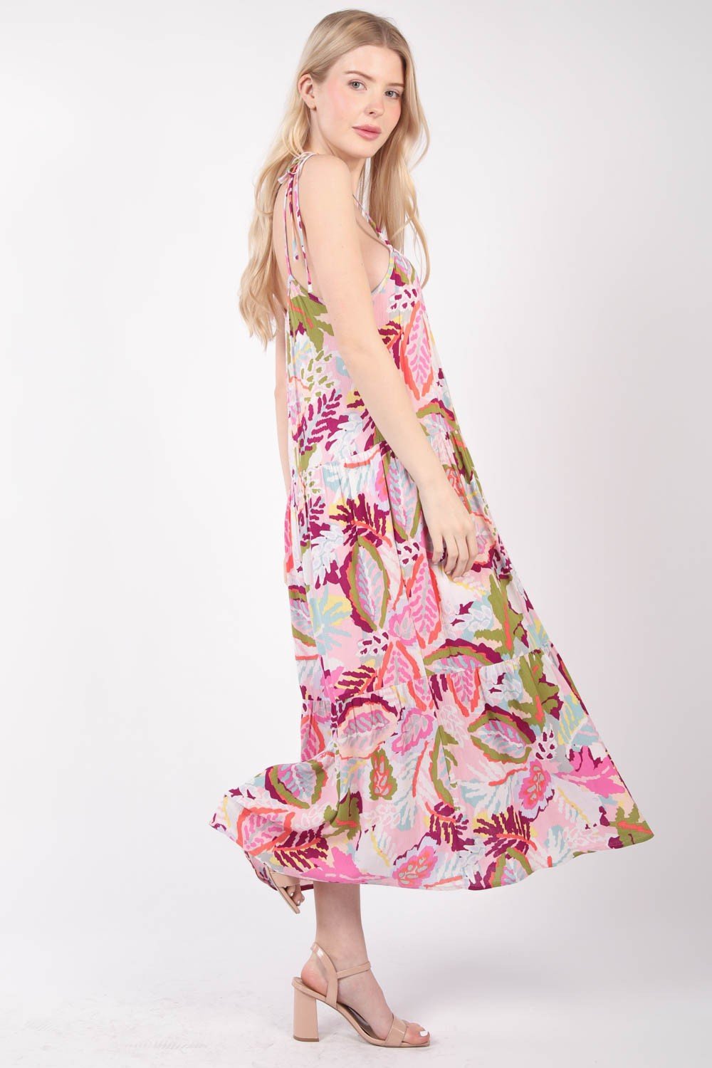 Tropical Printed Cami Midi Dress - Global Village Kailua Boutique