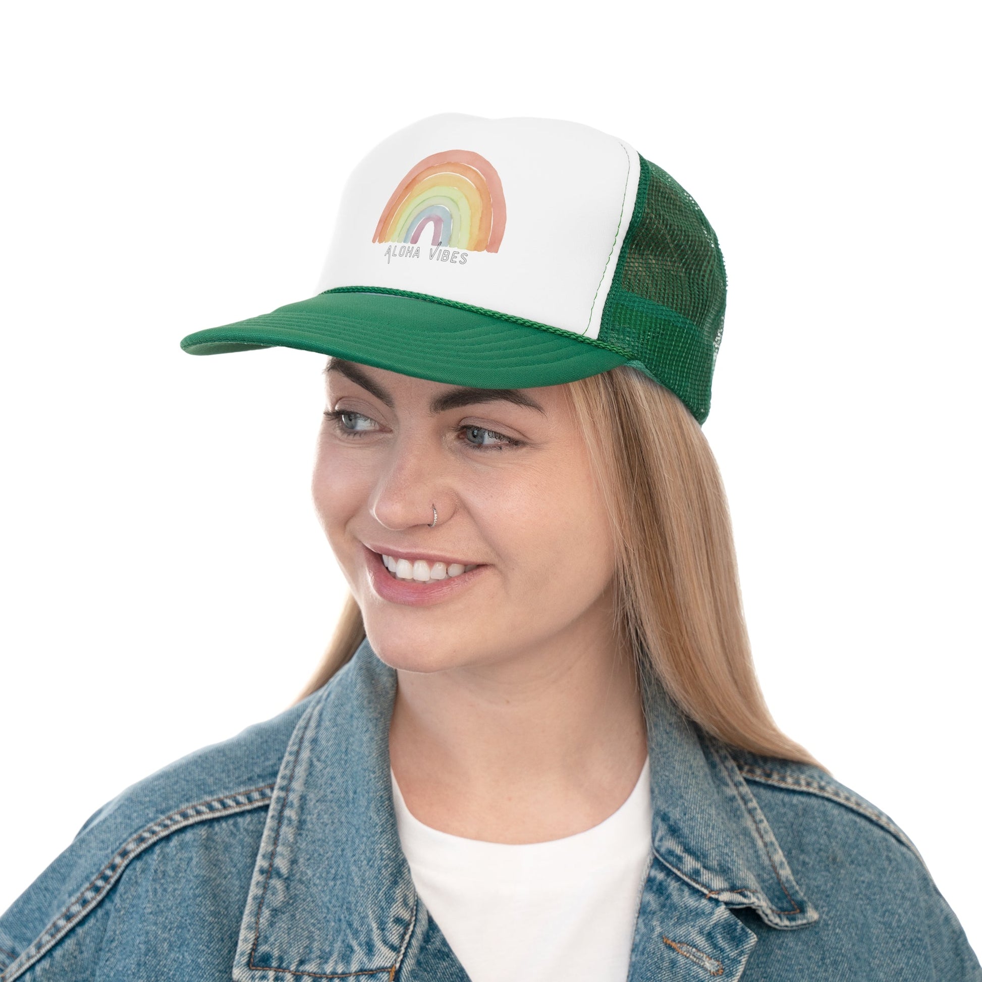 Trucker Cap Rainbow Aloha Vibes - Global Village Kailua Boutique