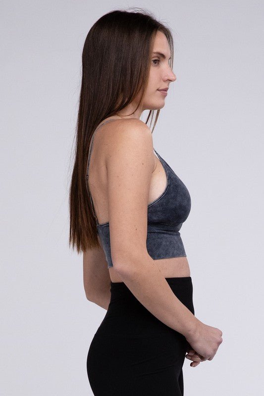 Washed Ribbed Bra Padded Tank Top - Global Village Kailua Boutique