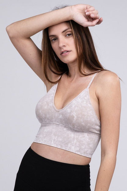 Washed Ribbed Bra Padded Tank Top - Global Village Kailua Boutique