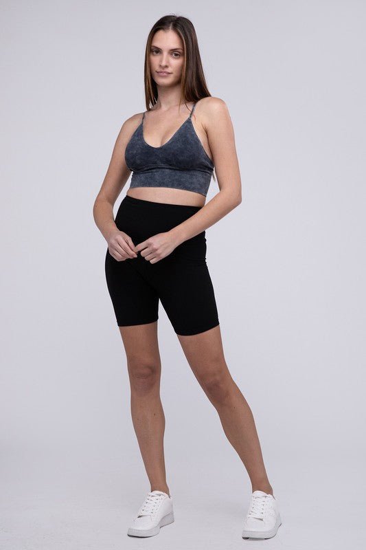 Washed Ribbed Bra Padded Tank Top - Global Village Kailua Boutique