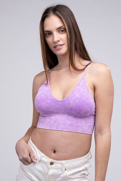 Washed Ribbed Bra Padded Tank Top - Global Village Kailua Boutique