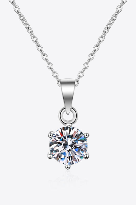 1 Carat Round Moissanite 925 Sterling Silver Necklace - Global Village Kailua Boutique