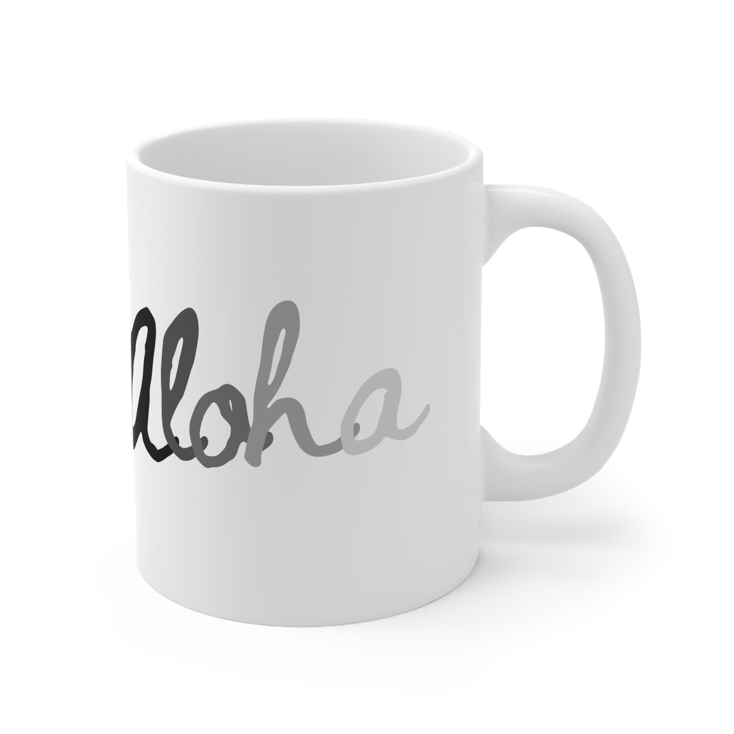 11oz Mug Aloha Greyscale - Global Village Kailua Boutique