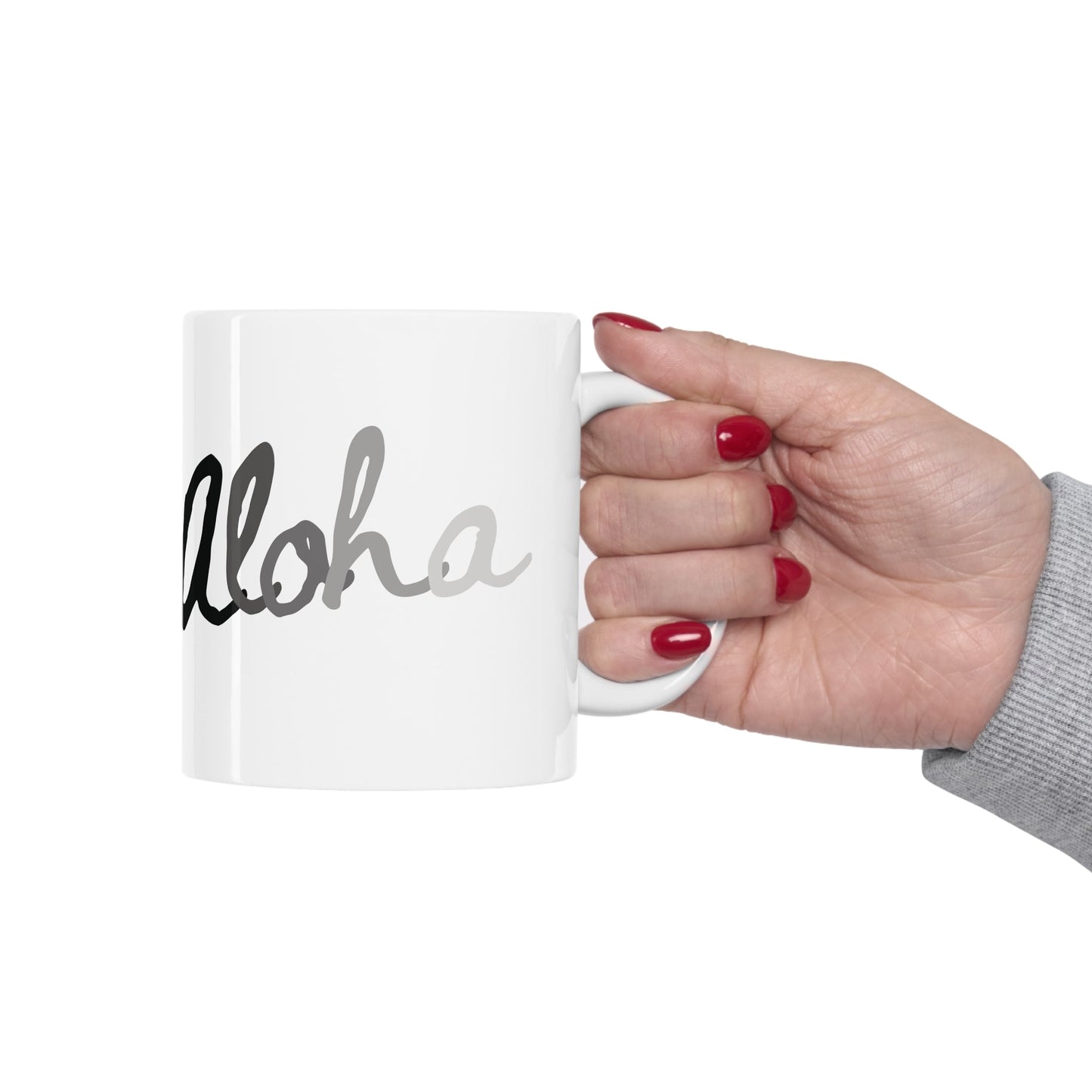 11oz Mug Aloha Greyscale - Global Village Kailua Boutique