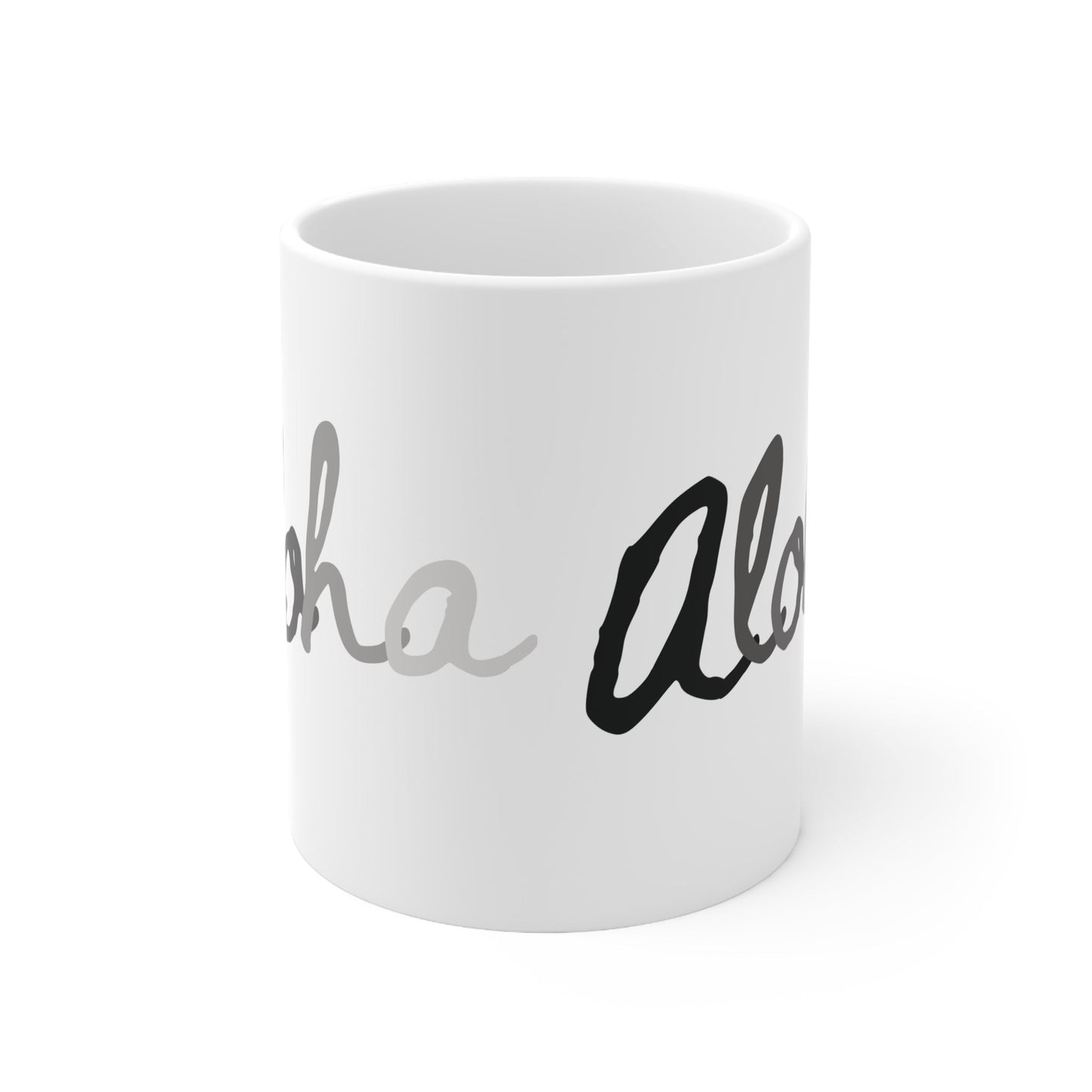 11oz Mug Aloha Greyscale - Global Village Kailua Boutique