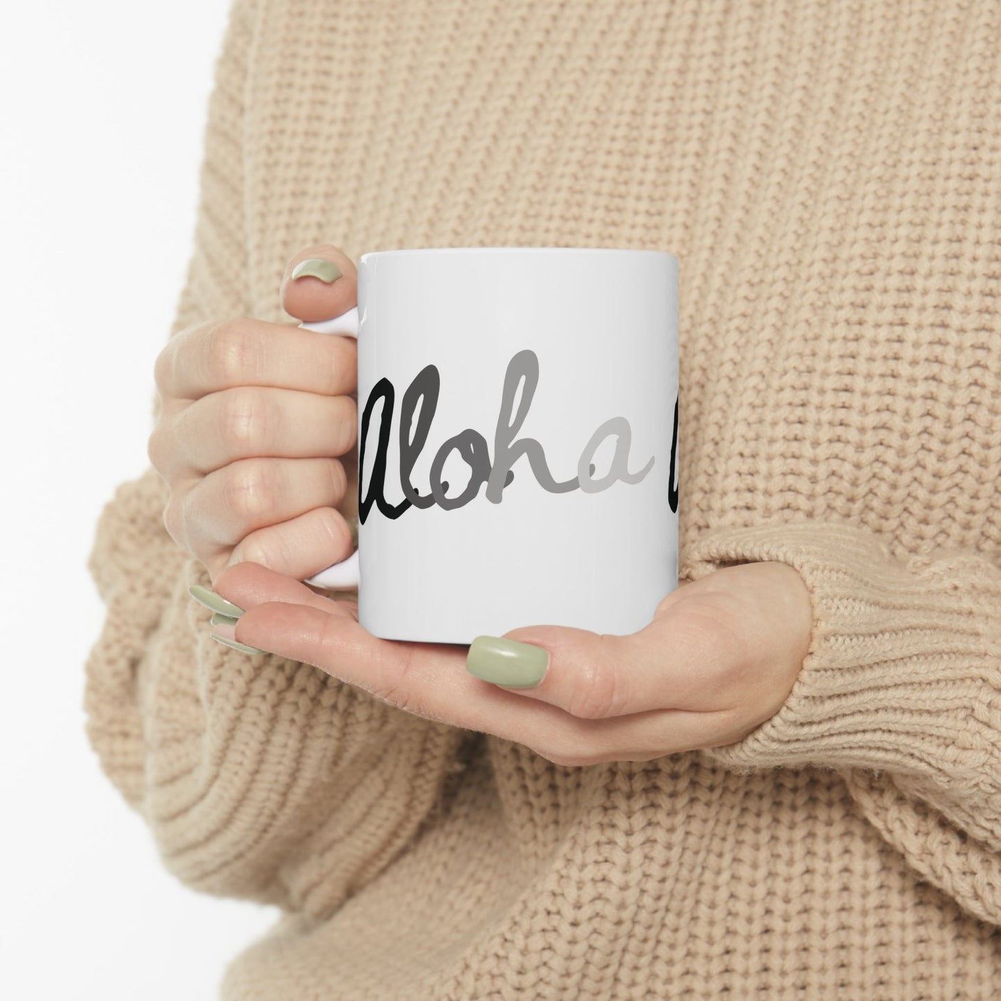 11oz Mug Aloha Greyscale - Global Village Kailua Boutique