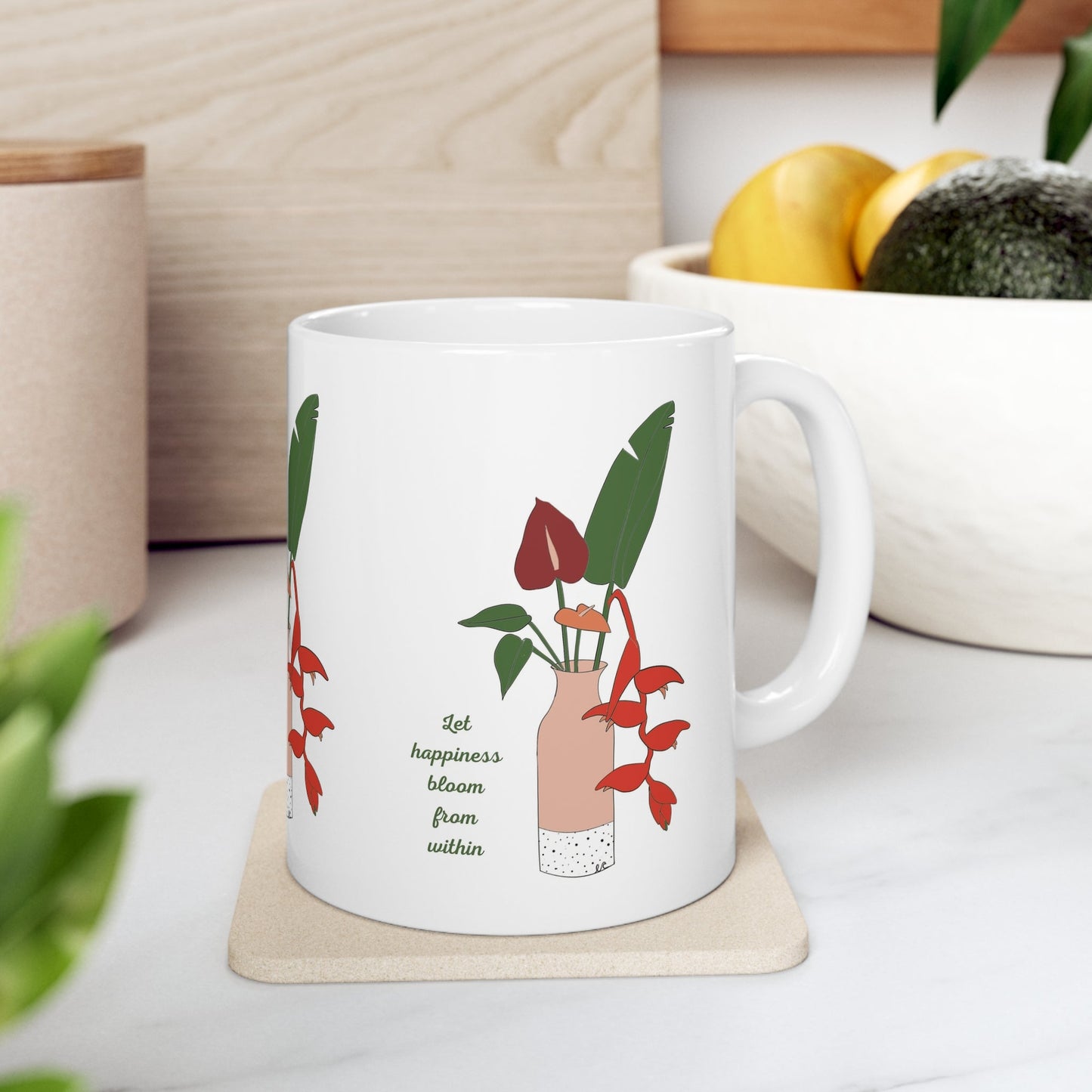 11oz Mug Anthurium Bouquet - Global Village Kailua Boutique