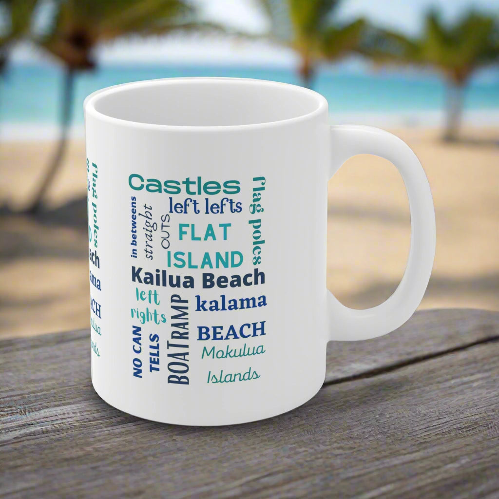 11oz Mug Kailua Side Surf Breaks & Beaches - Global Village Kailua Boutique