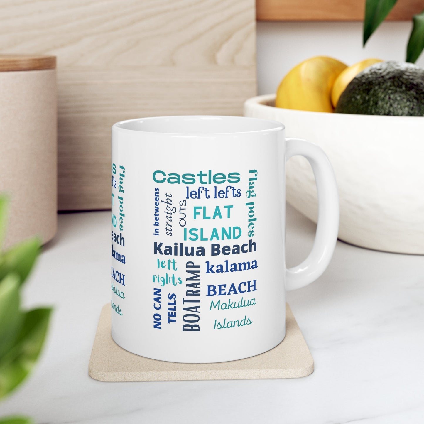 11oz Mug Kailua Side Surf Breaks & Beaches - Global Village Kailua Boutique