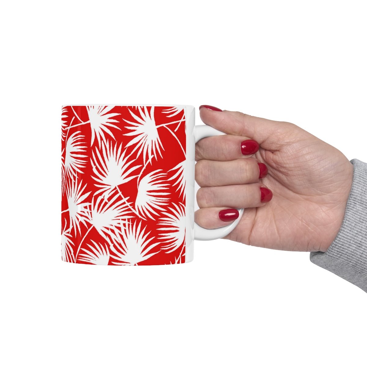 11oz Mug Palm Fan Red Global Village Kailua Boutique