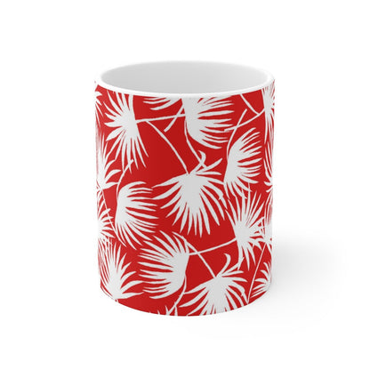 11oz Mug Palm Fan Red Global Village Kailua Boutique