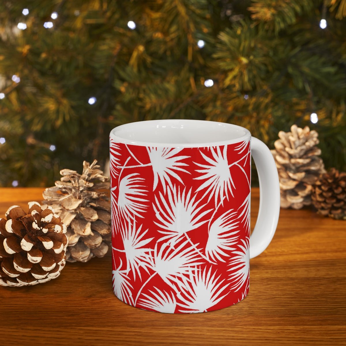 11oz Mug Palm Fan Red Global Village Kailua Boutique