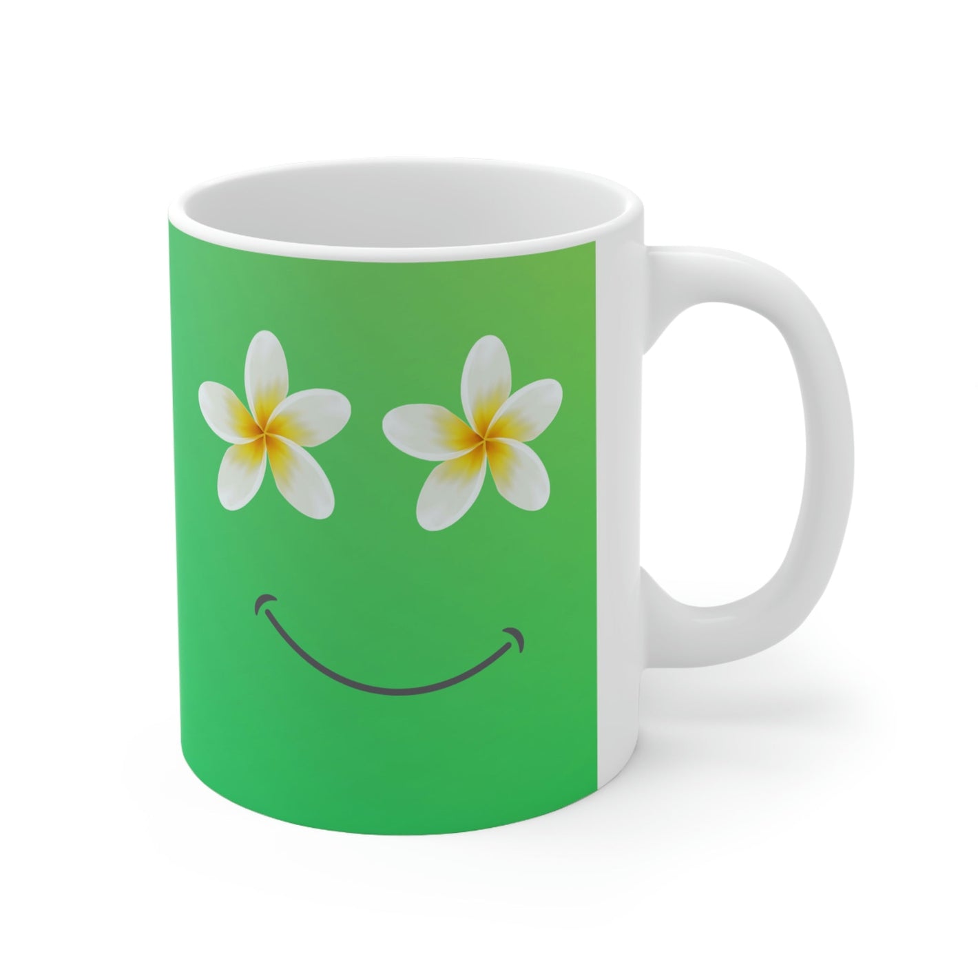 11oz Mug Plumeria Happy Face - Global Village Kailua Boutique