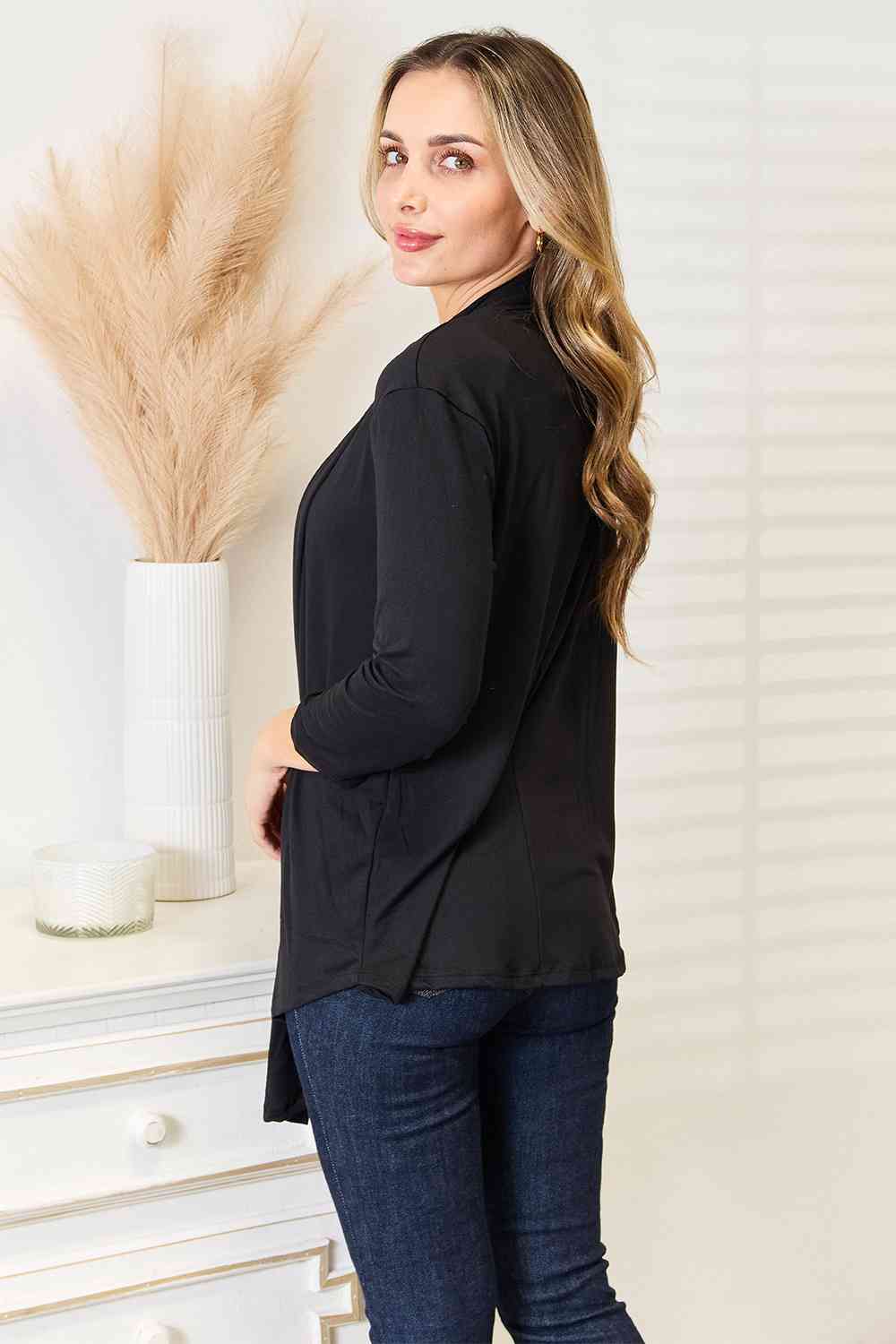 Black Open Front Cardigan