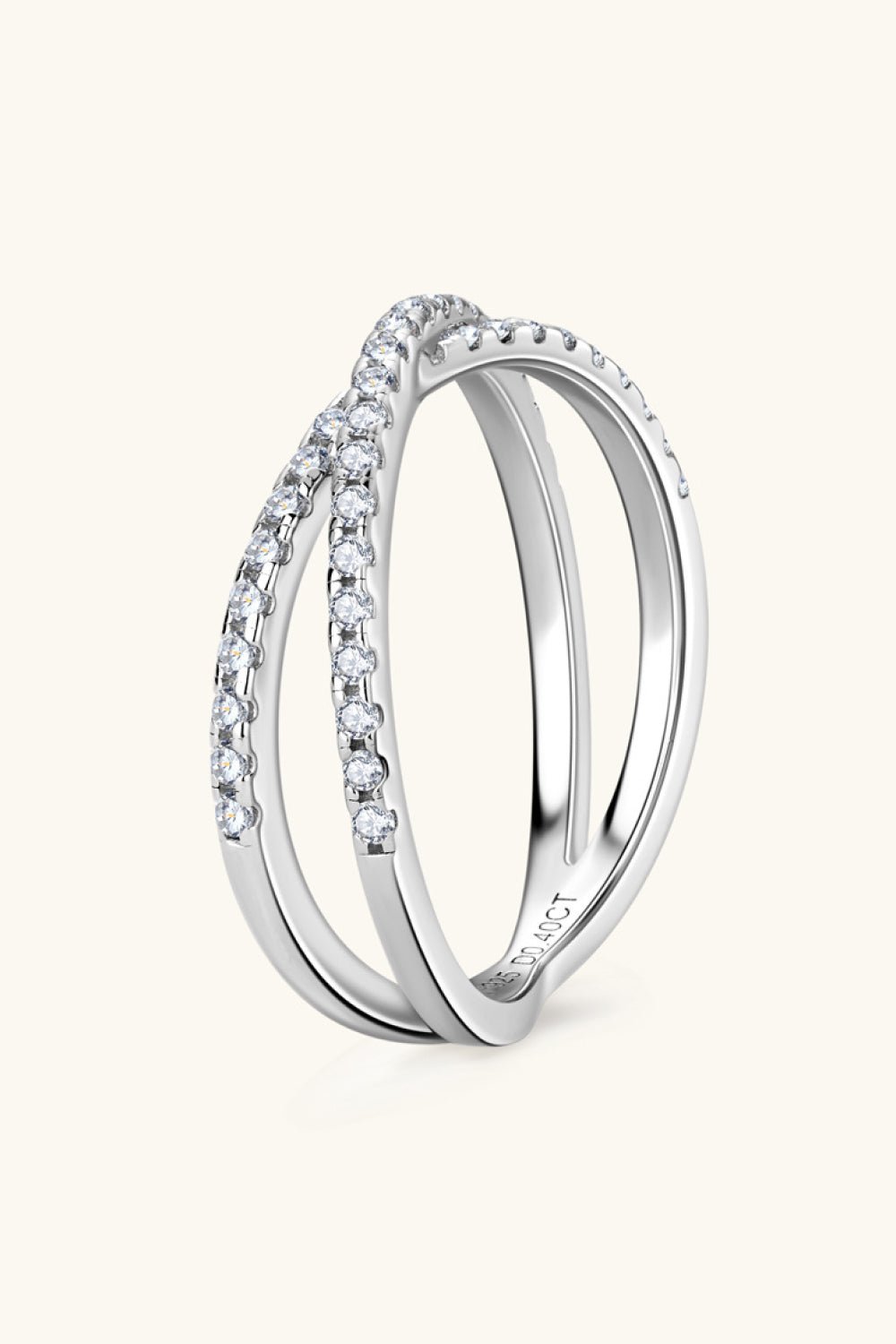 .4 Carat Moissanite 925 Sterling Silver Crisscross Ring - Global Village Kailua Boutique