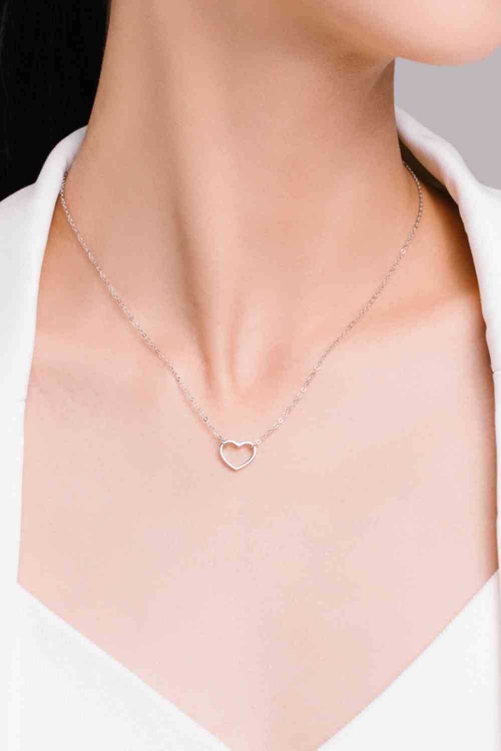 925 Sterling Silver Heart Shape Pendant Necklace - Global Village Kailua Boutique