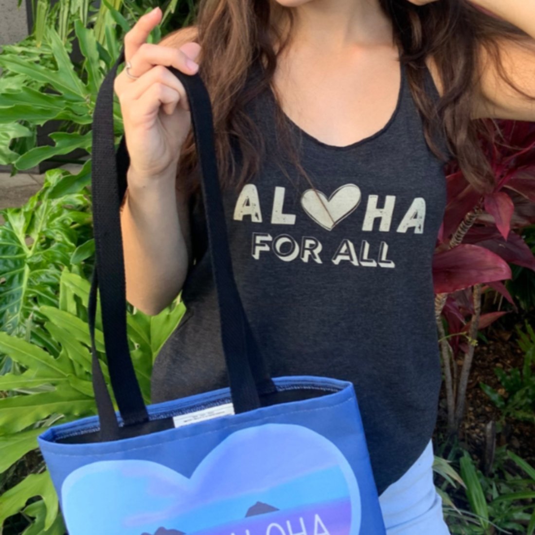 Aloha For All Women's Triblend Racerback Tank Global Village Kailua Boutique