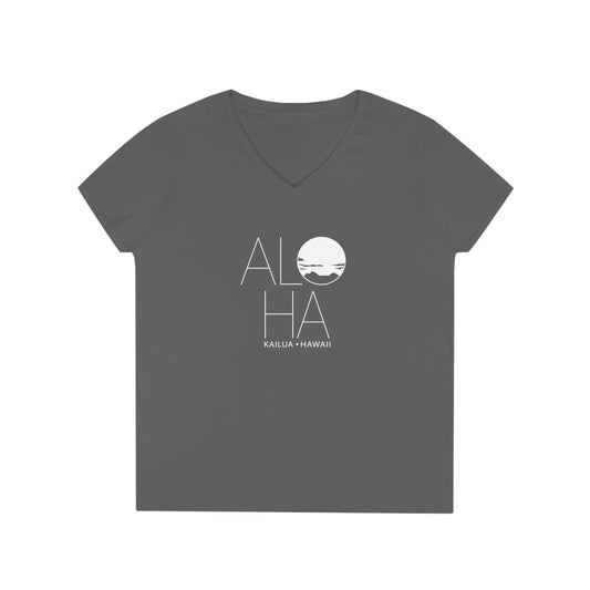 ALOHA Ladies' V-Neck T-Shirt - Global Village Kailua Boutique