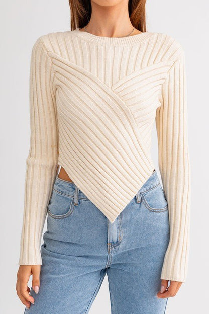 Asymmetrical Hem Sweater Top - Global Village Kailua Boutique