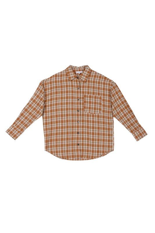 Autumn Beige Plaid Shirt Global Village Kailua Boutique