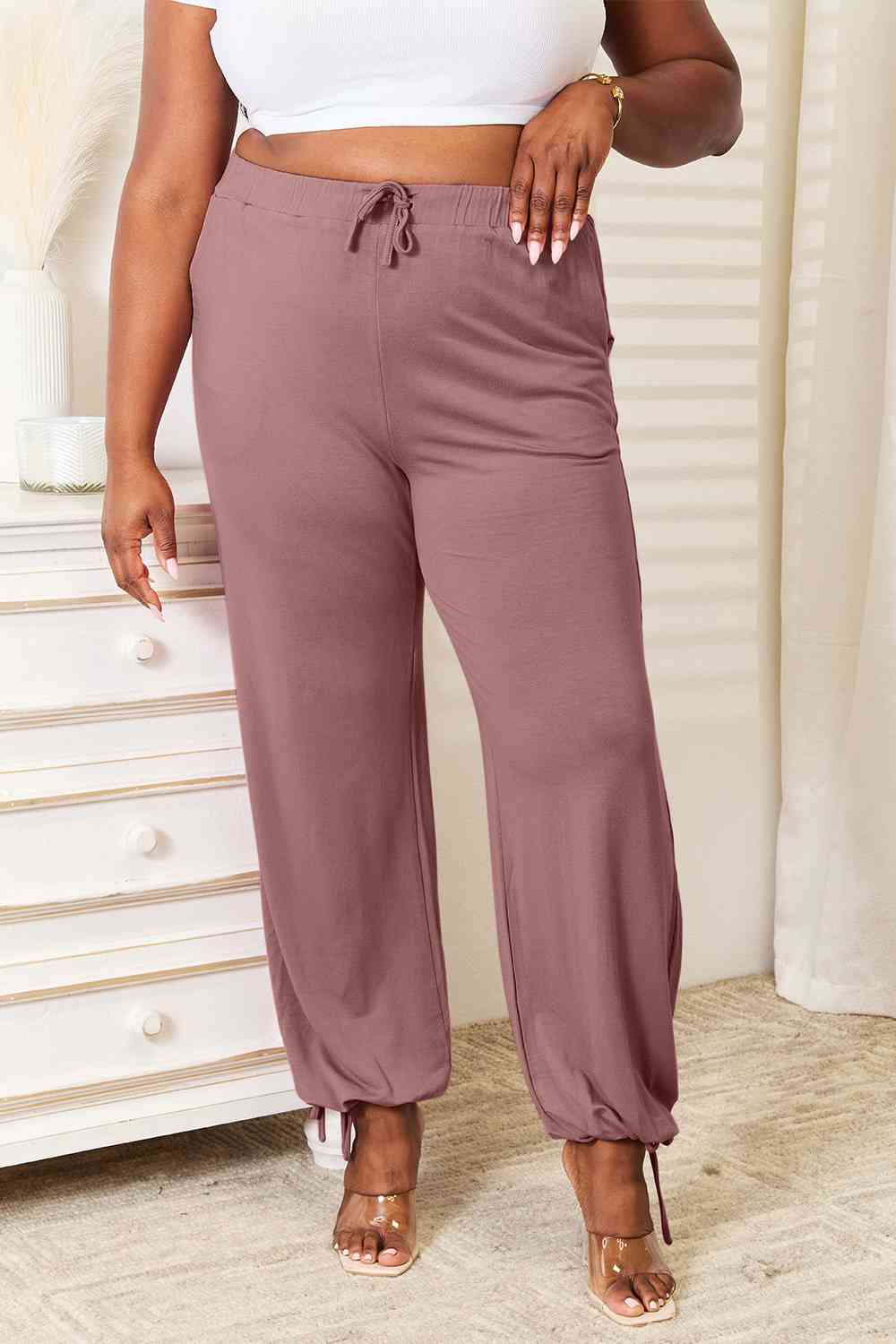 Basic Bae Soft Rayon Drawstring Waist Pants with Pockets - Global Village Kailua Boutique