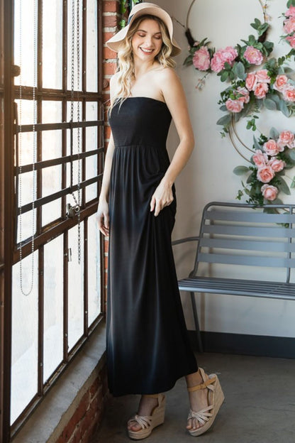 Black Strapless Maxi Dress Global Village Kailua Boutique