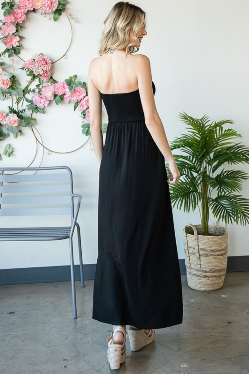 Casual strapless maxi dress sale