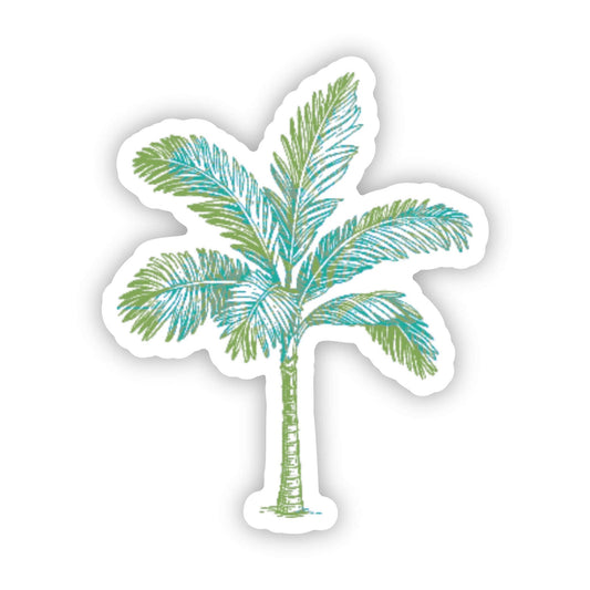 Blue Green Palm Tree Sticker 3" Global Village Kailua Boutique