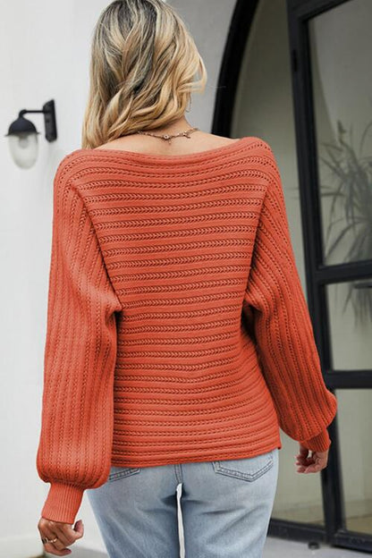 Boat Neck Batwing Sleeve Sweater - Global Village Kailua Boutique