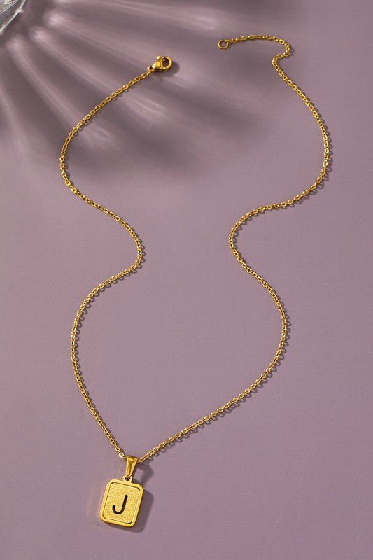 Brass Diamond Dust Cut Out Initial Necklace - Global Village Kailua Boutique