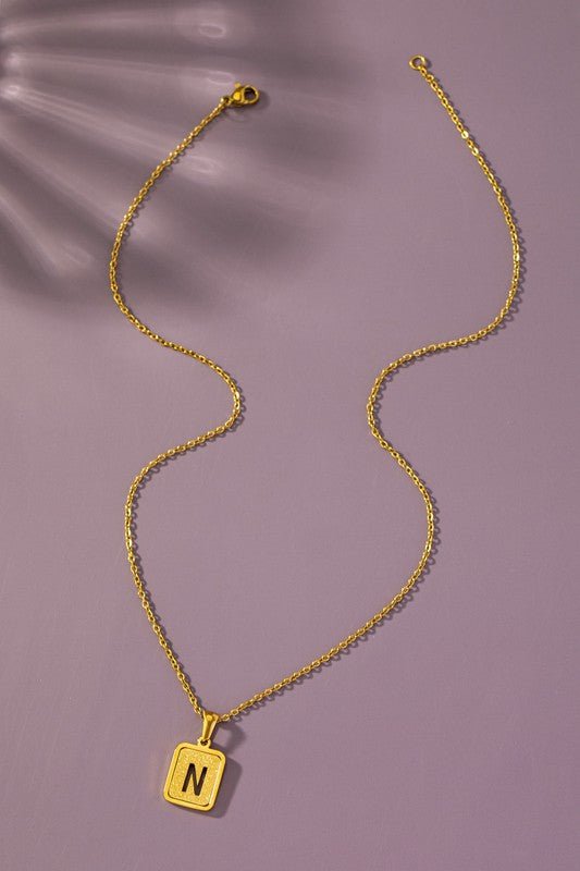 Brass Diamond Dust Cut Out Initial Necklace - Global Village Kailua Boutique