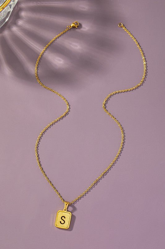 Brass Diamond Dust Cut Out Initial Necklace - Global Village Kailua Boutique