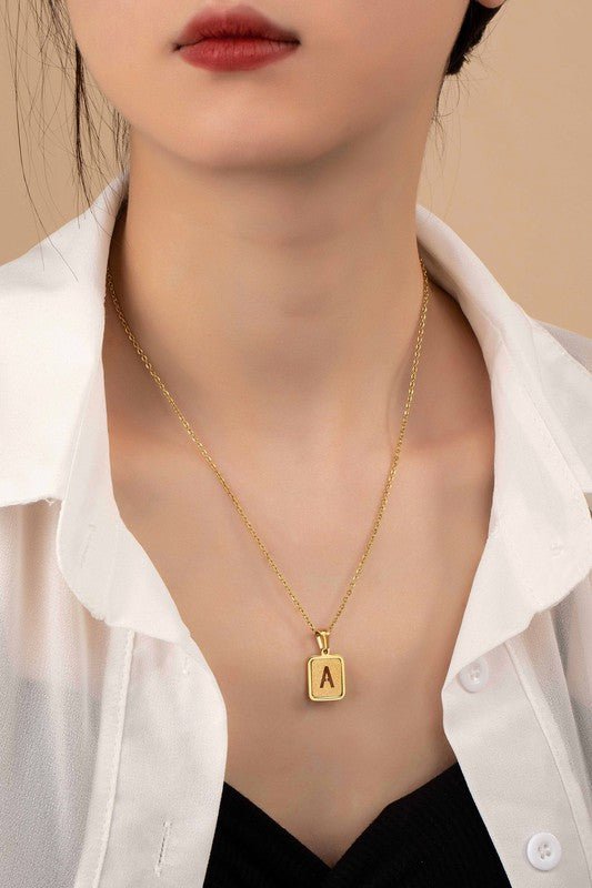 Brass Diamond Dust Cut Out Initial Necklace - Global Village Kailua Boutique