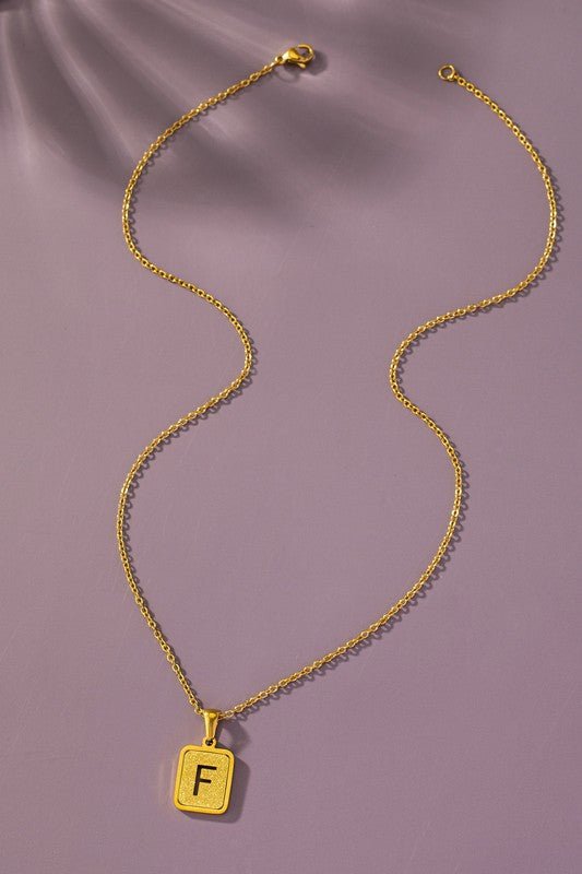 Brass Diamond Dust Cut Out Initial Necklace - Global Village Kailua Boutique