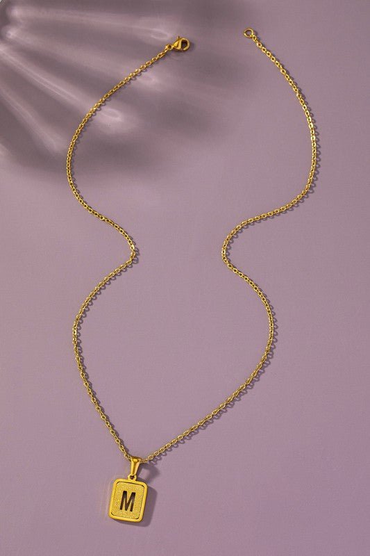 Brass Diamond Dust Cut Out Initial Necklace - Global Village Kailua Boutique