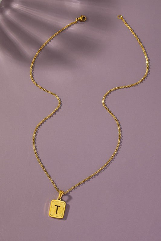 Brass Diamond Dust Cut Out Initial Necklace - Global Village Kailua Boutique