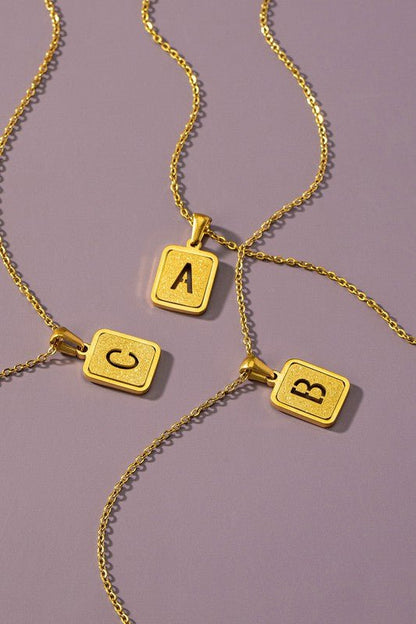 Brass Diamond Dust Cut Out Initial Necklace - Global Village Kailua Boutique