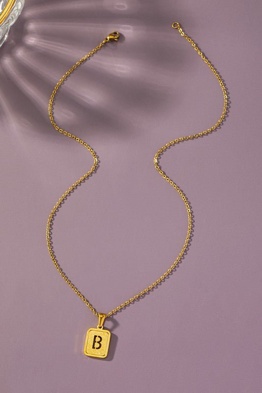 Brass Diamond Dust Cut Out Initial Necklace - Global Village Kailua Boutique