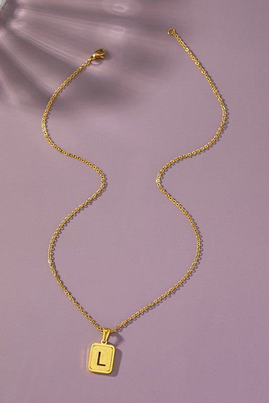 Brass Diamond Dust Cut Out Initial Necklace - Global Village Kailua Boutique