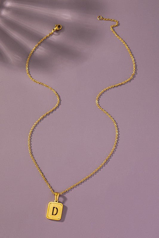 Brass Diamond Dust Cut Out Initial Necklace - Global Village Kailua Boutique