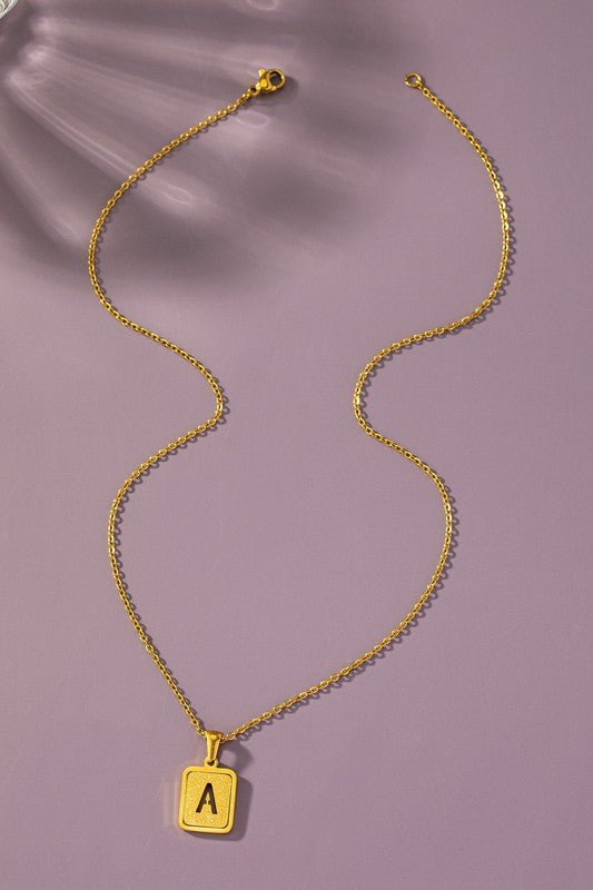 Brass Diamond Dust Cut Out Initial Necklace - Global Village Kailua Boutique