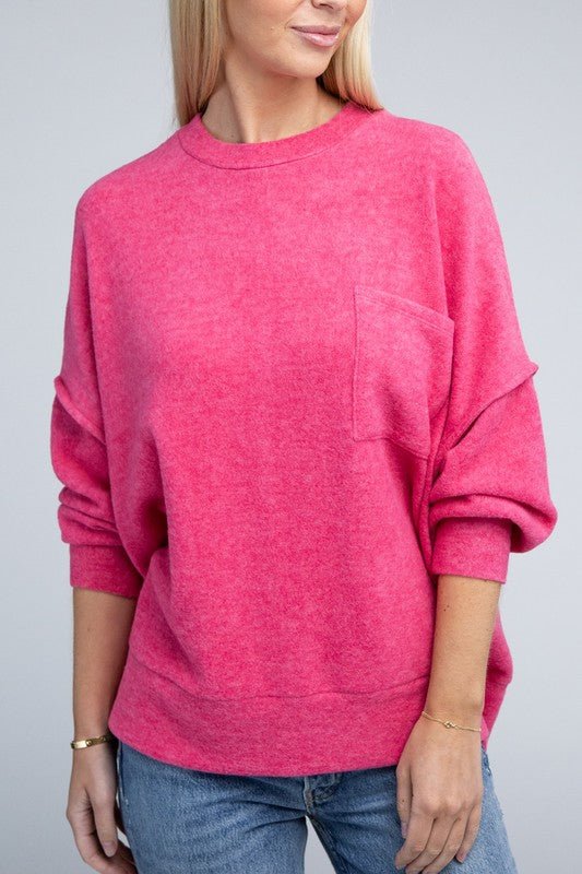 Brushed Melange Drop Shoulder Oversized Sweater - Global Village Kailua Boutique